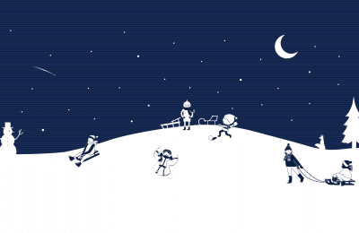 Kinder spielen im Schnee bei Nacht Grafik